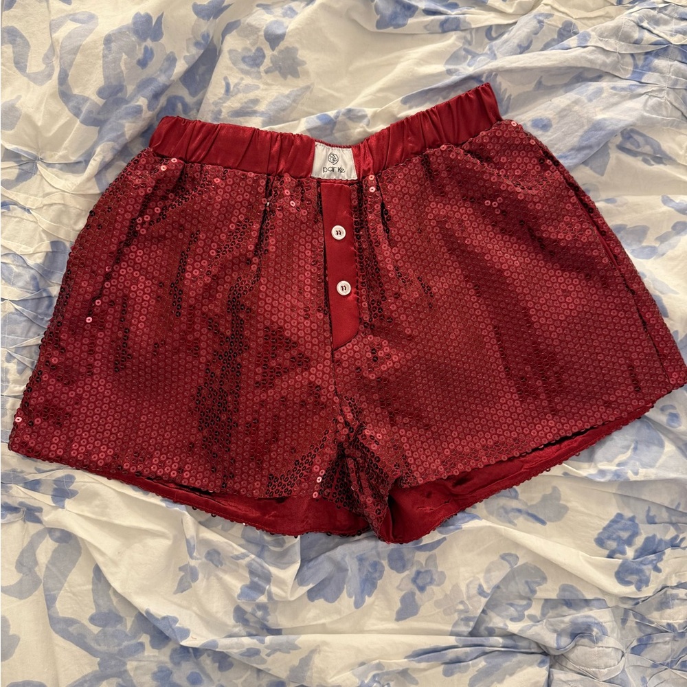 Parke Red Sequin Shorts
